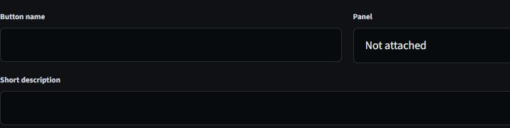 The top of the new button form: a Button name box and a Panel dropdown set to Not attached.