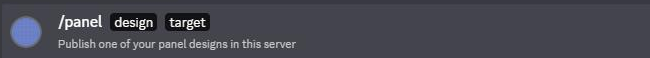The Discord command list showing the TicketQuill /panel command with design and target options.